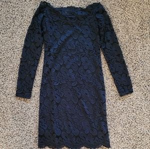 H&M Lace Sleeve Off Shoulder Mini Dress